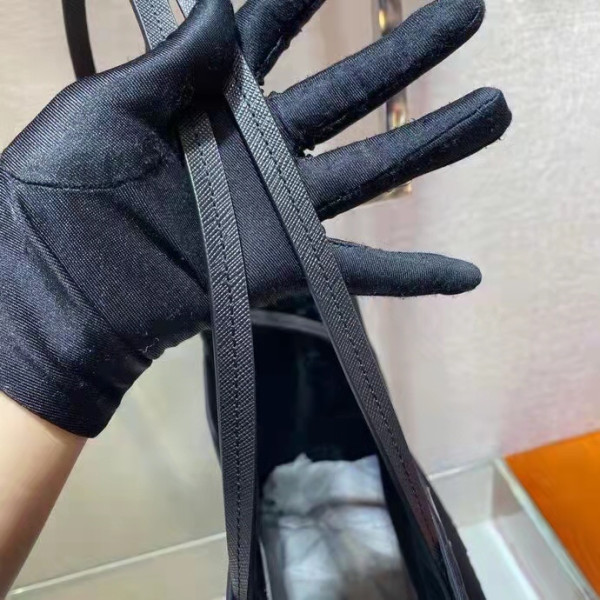 Pra*a re-nylon and saffiano leather tote bag